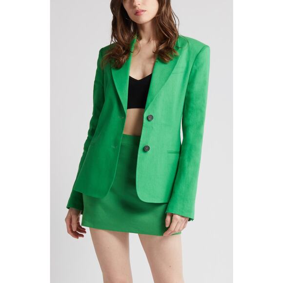 FRAME NWT The Femme Two Button Blazer Size 0 $628 MSRP Bright Peridot Green - Picture 3 of 10